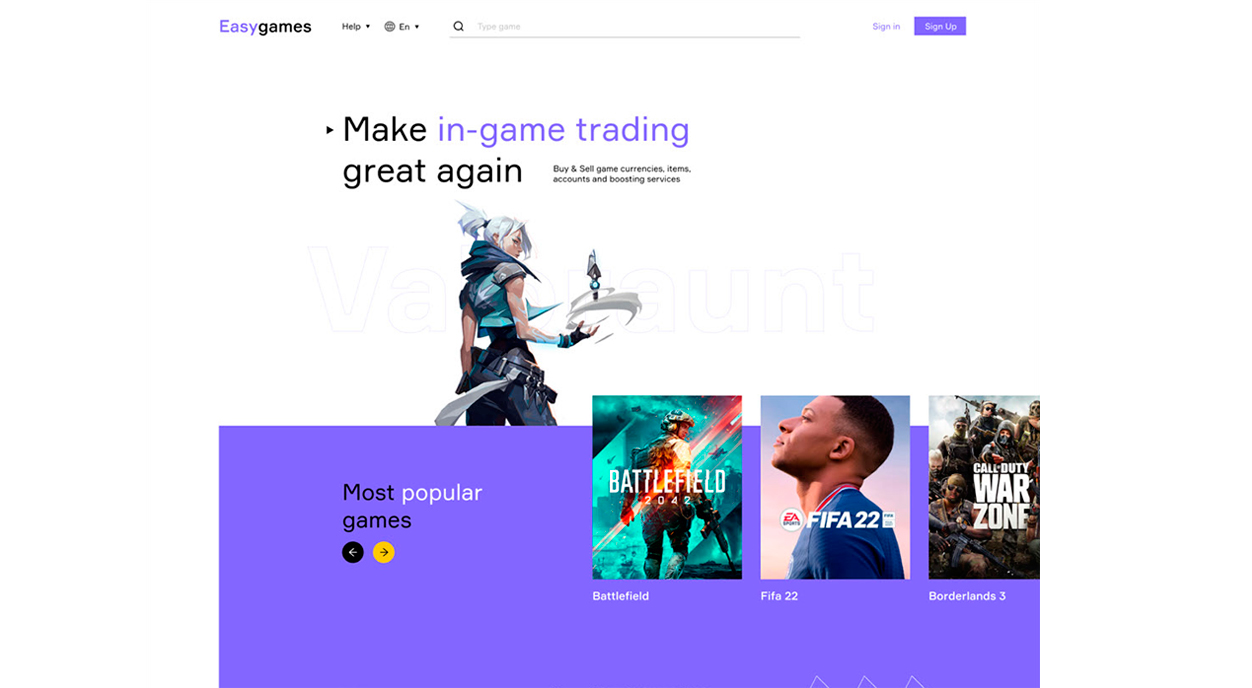 EASYGAMES platform for online trading of in-game goods - case iPapus Agency